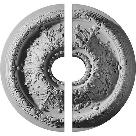 Ekena Millwork Stockport Ceiling Medallion, Two Piece (Fits Canopies up to 6 1/4"), 28"OD x 6"ID x 2 3/4"P CM28ST2-06000